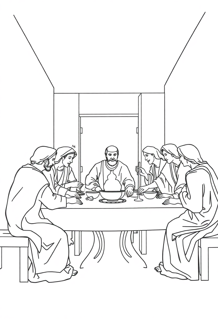 The Last Supper Scene coloring page, free printable