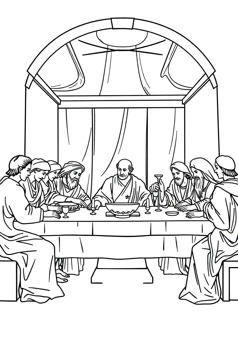 The Last Supper Scene coloring page, free printable