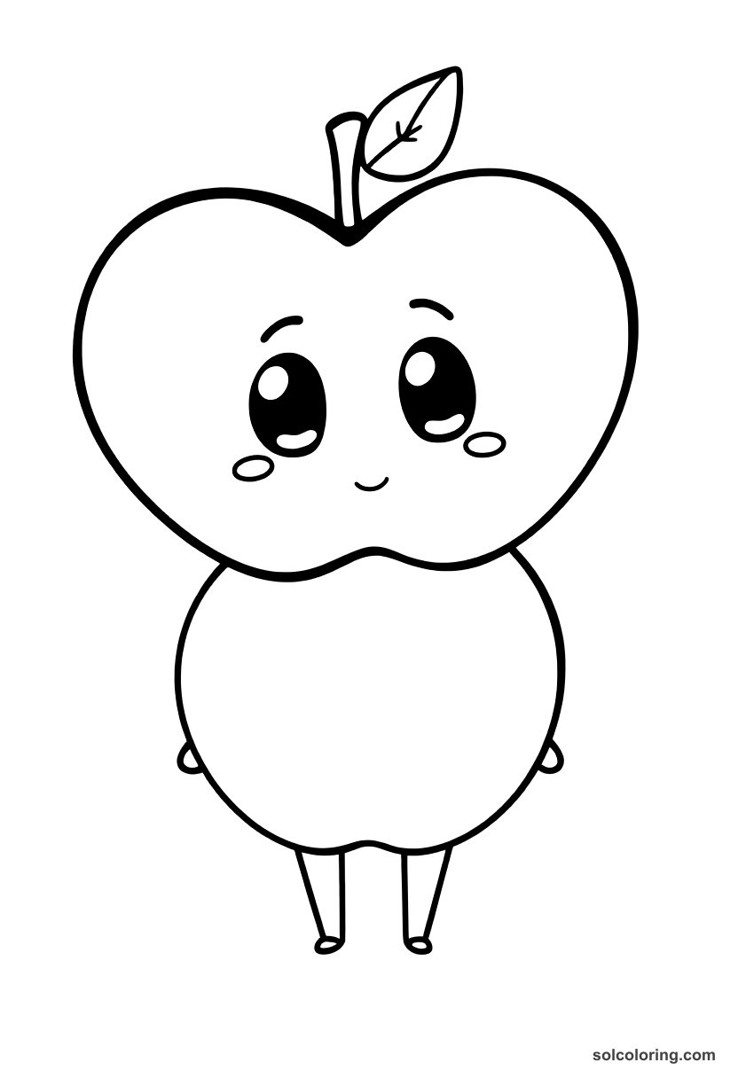 Chibi The magic apple that cures all illness coloring page, free printable chibi style