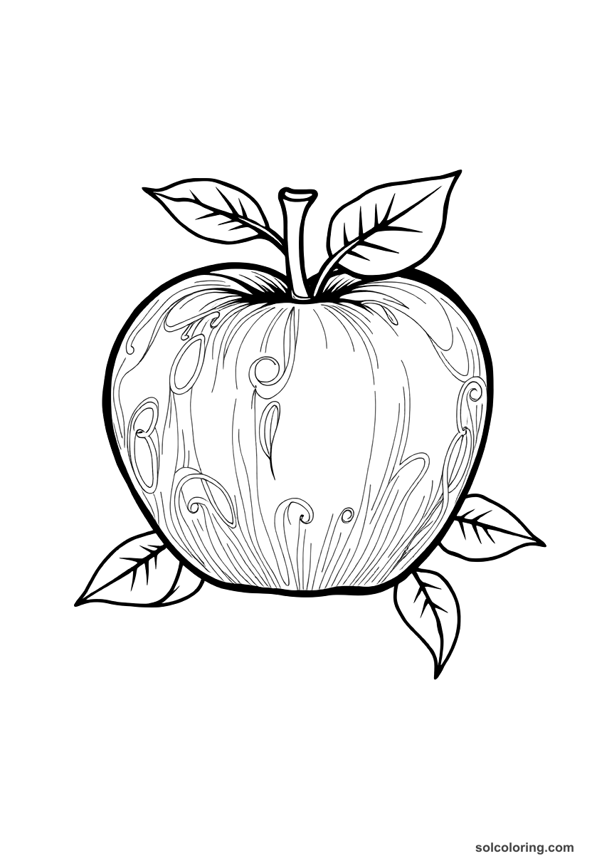 The magic apple that cures all illness coloring page, free printable detailed style