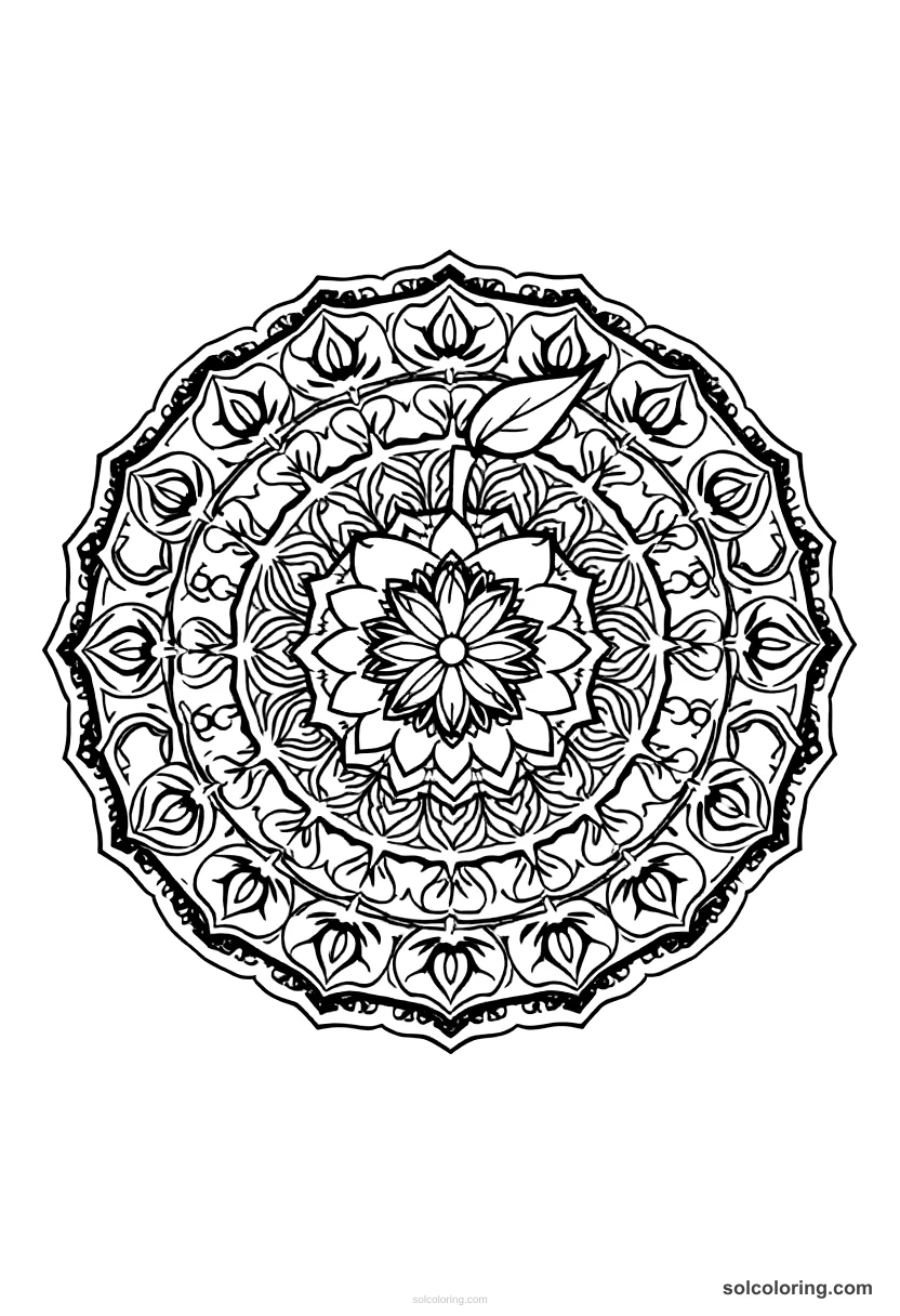 Mandala The magic apple that cures all illness mandala coloring page for kids