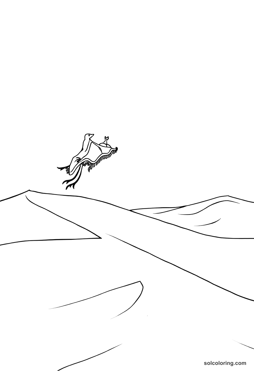 The Magic Carpet Soaring Over Desert Dunes coloring pages