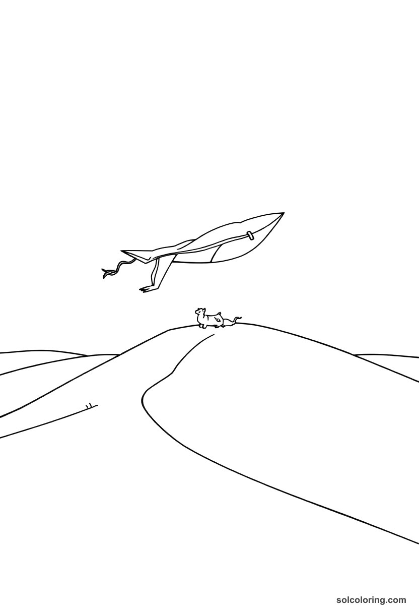 Simple The magic carpet soaring over desert dunes coloring page, free printable simple style