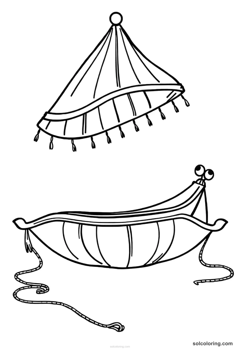 Cute Cartoon The magic carpet woven with golden thread cute cartoon coloring page for kids