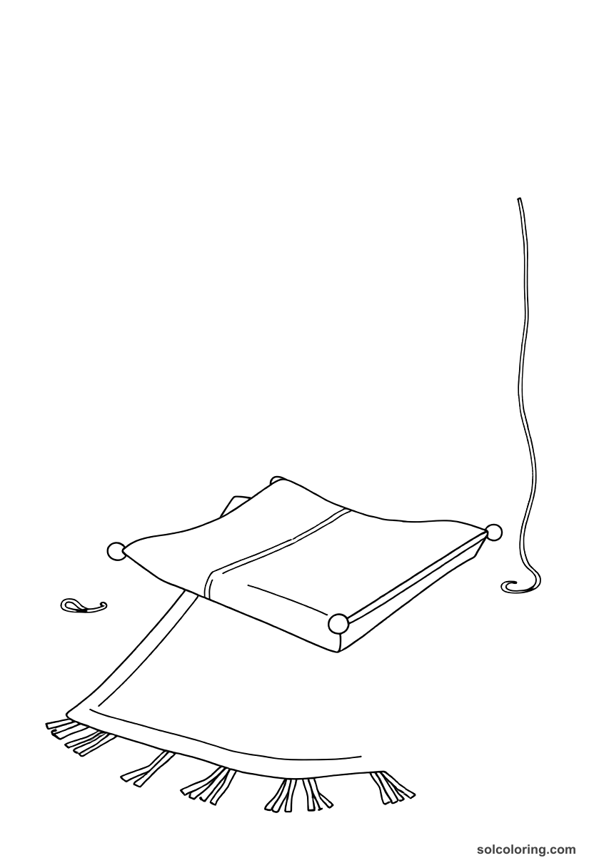 Simple The magic carpet woven with golden thread coloring page, free printable simple style