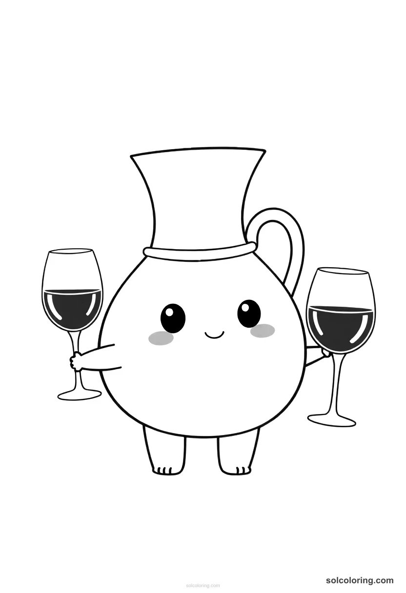The Magic Jug That Never Empties of Wine chibi coloring page for kids