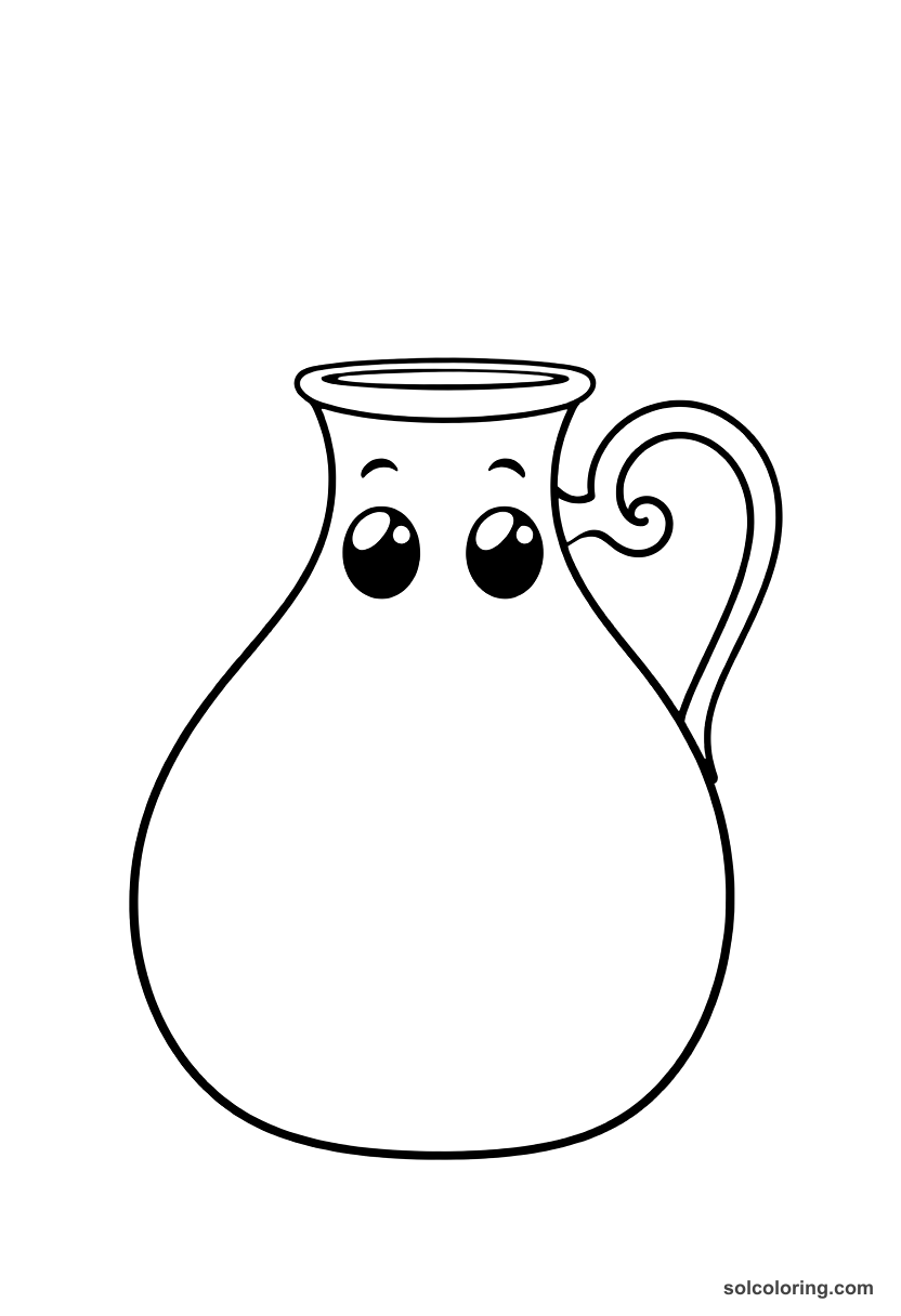 Cute Cartoon The magic jug that never empties of wine coloring page, free printable cute cartoon style