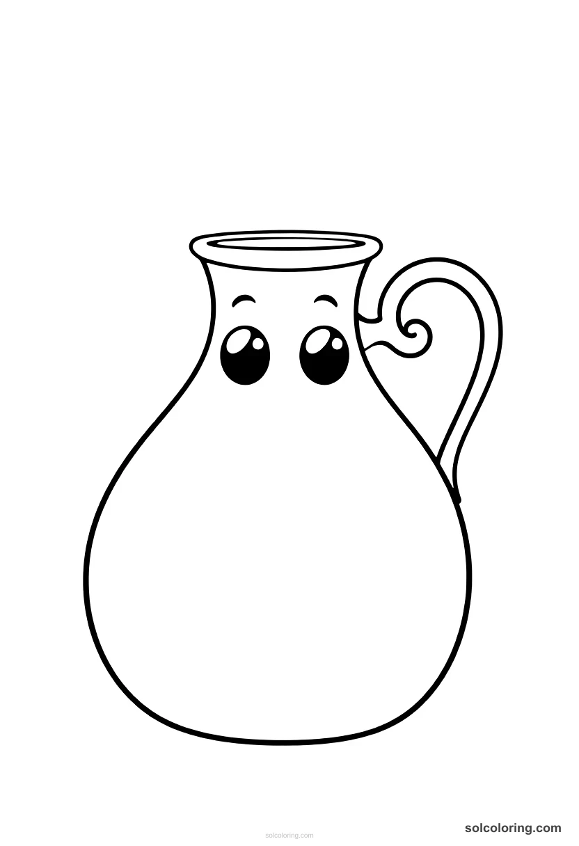 The Magic Jug That Never Empties of Wine cute cartoon coloring page for kids