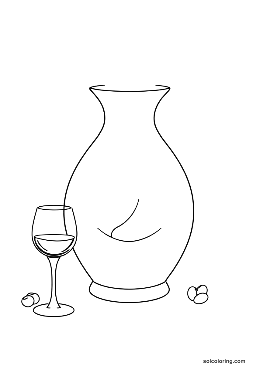 Simple The magic jug that never empties of wine coloring page, free printable simple style