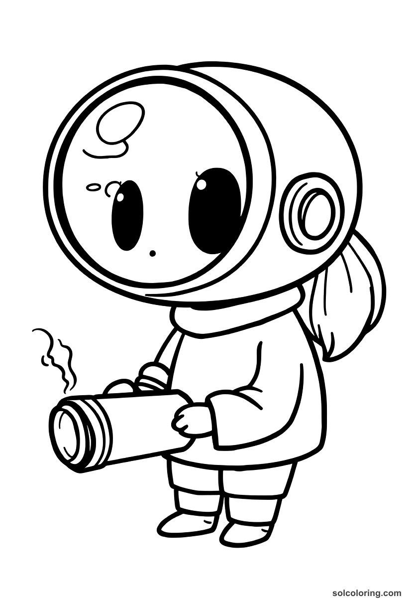 Chibi The magic tube that shows distant lands coloring page, free printable chibi style