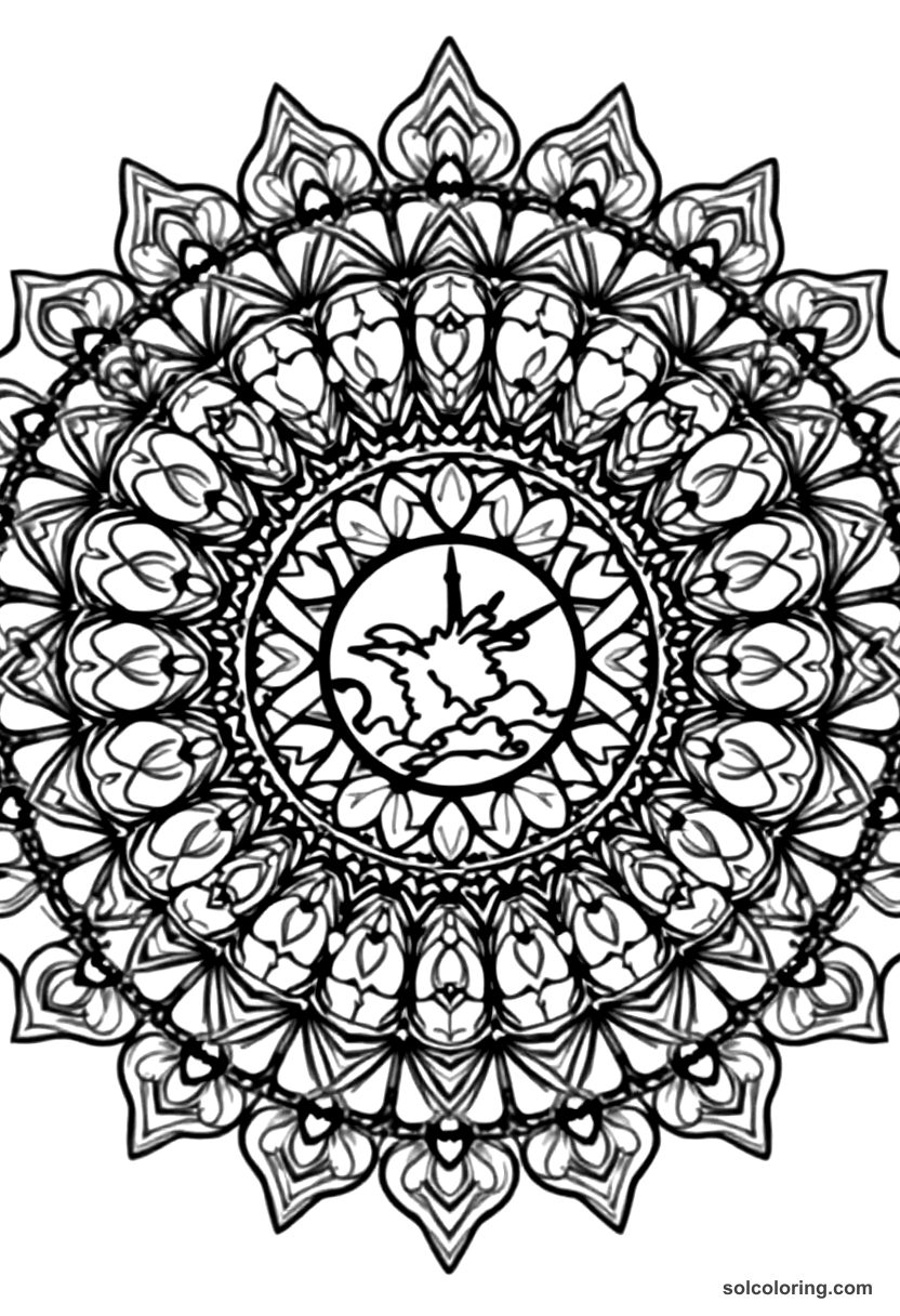 Mandala The magic tube that shows distant lands coloring page, free printable mandala style