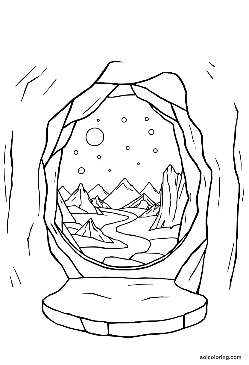 Simple The magic tube that shows distant lands coloring page, free printable simple style