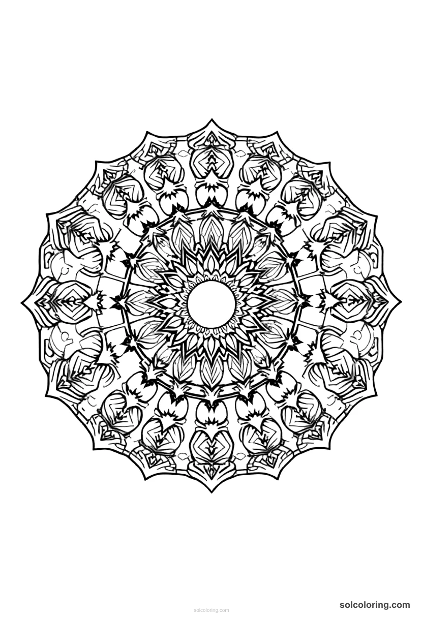 Mandala The merchant throwing date pits and killing a djinn's son mandala coloring page for kids