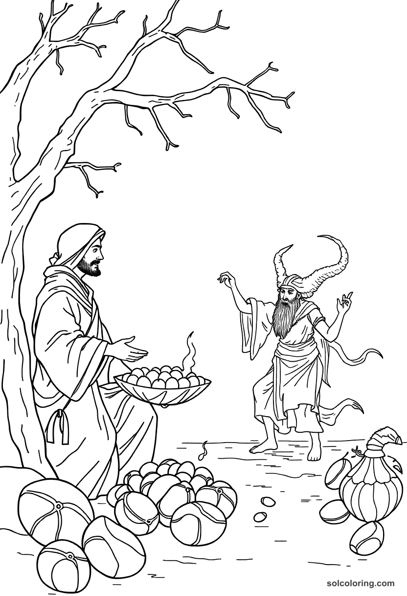 The Merchant Throwing Date Pits And Killing A Djinn S Son coloring pages