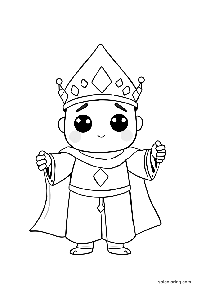 Cute Cartoon The prince disguised as a dervish at the crossroads coloring page, free printable cute cartoon style