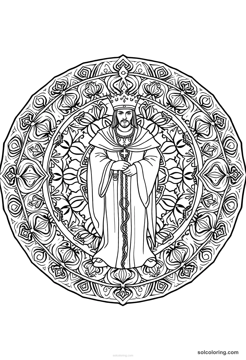 Mandala The prince disguised as a dervish at the crossroads mandala coloring page for kids