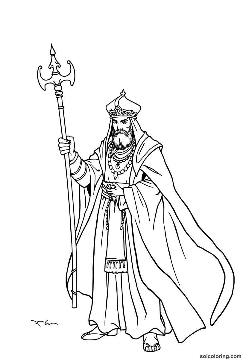 Simple The prince disguised as a dervish at the crossroads coloring page, free printable simple style