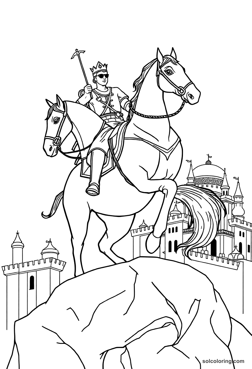 The Prince On The Ebony Horse Above The Palace coloring pages