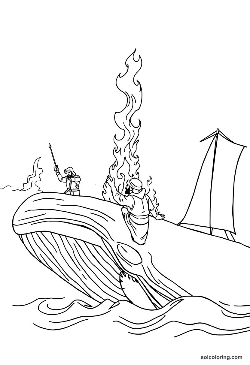 The Sailors Making Fire On The Whale S Back coloring pages