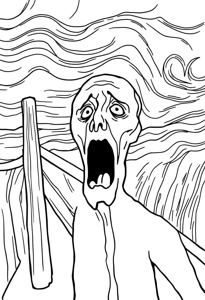 The Scream Artwork coloring page, free printable