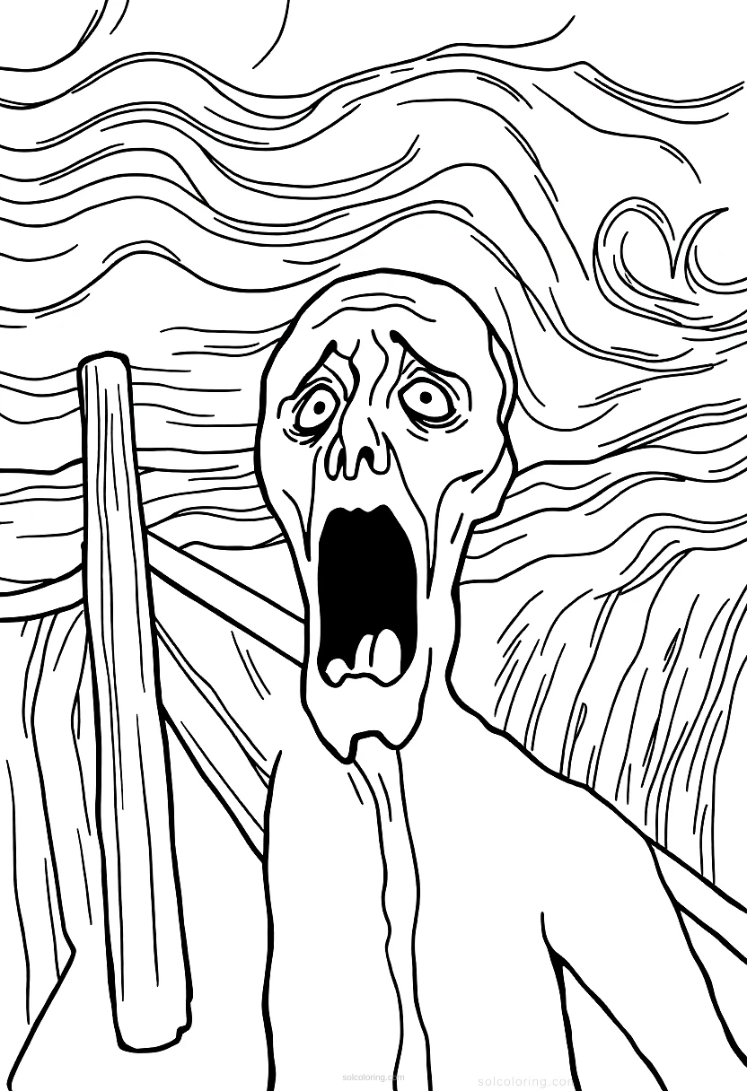The Scream Artwork coloring page for kids