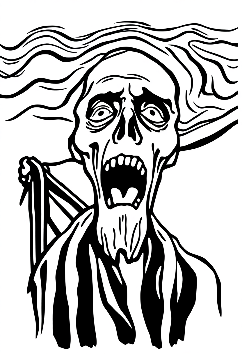 The Scream Artwork coloring page, free printable