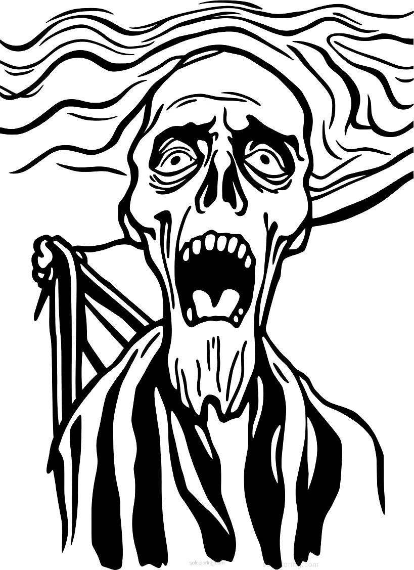 The Scream Artwork coloring page for kids