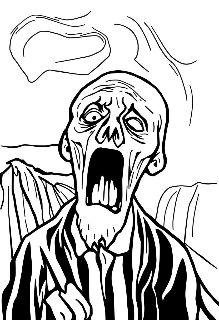 The Scream Artwork coloring page, free printable