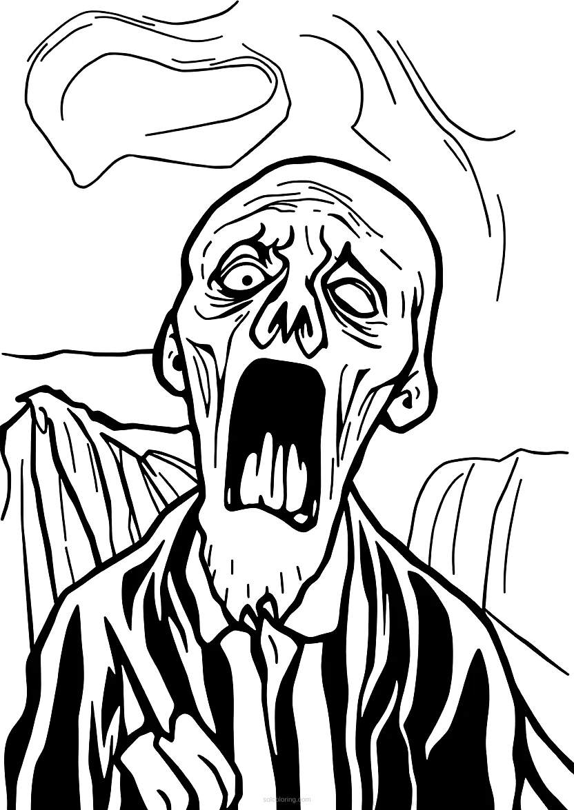 The Scream Artwork coloring page for kids