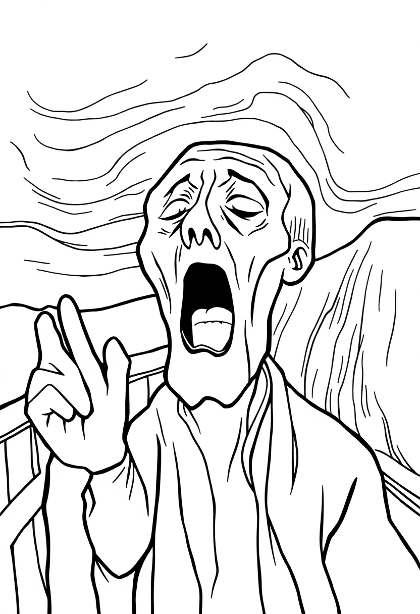 The Scream Artwork coloring page, free printable