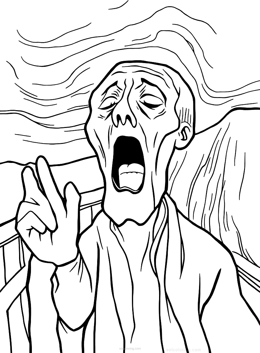 The Scream Artwork coloring page for kids