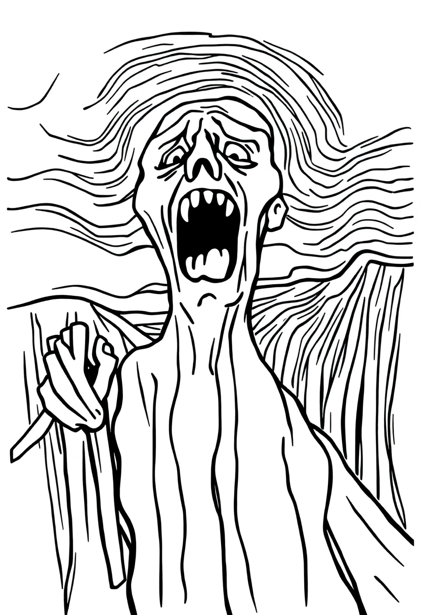 The Scream Artwork coloring page, free printable