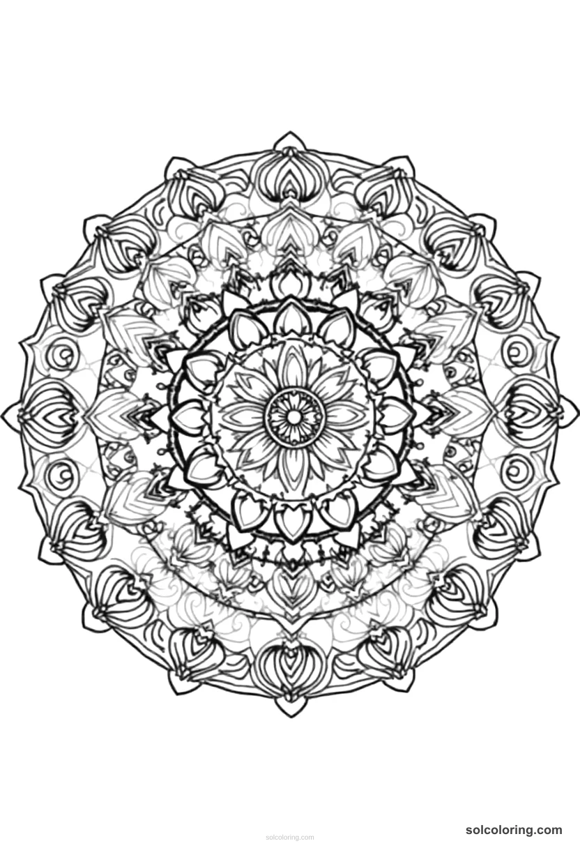 Mandala The sea king's palace beneath the waves mandala coloring page for kids