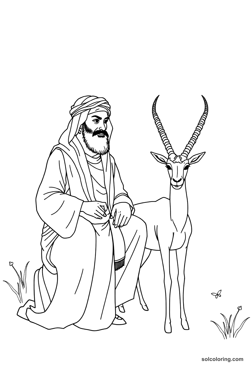 The Sheikh With The Gazelle And His Tale coloring pages