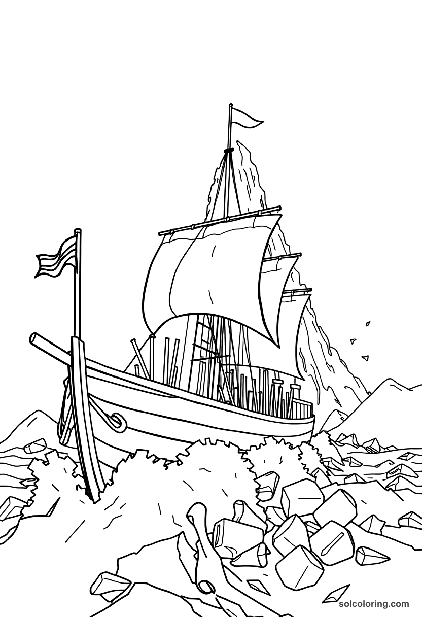 The Ship S Iron Nails Flying Toward The Magnet Mountain coloring pages