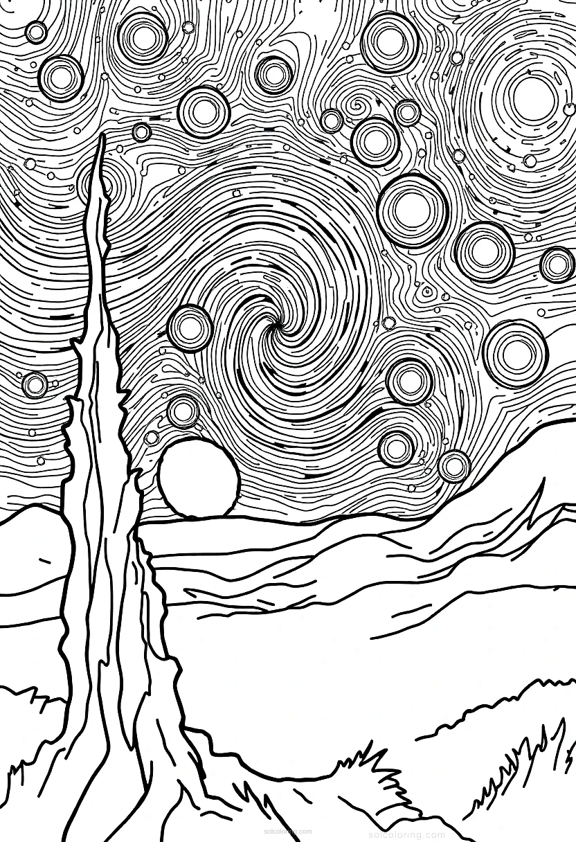 The Starry Night coloring pages