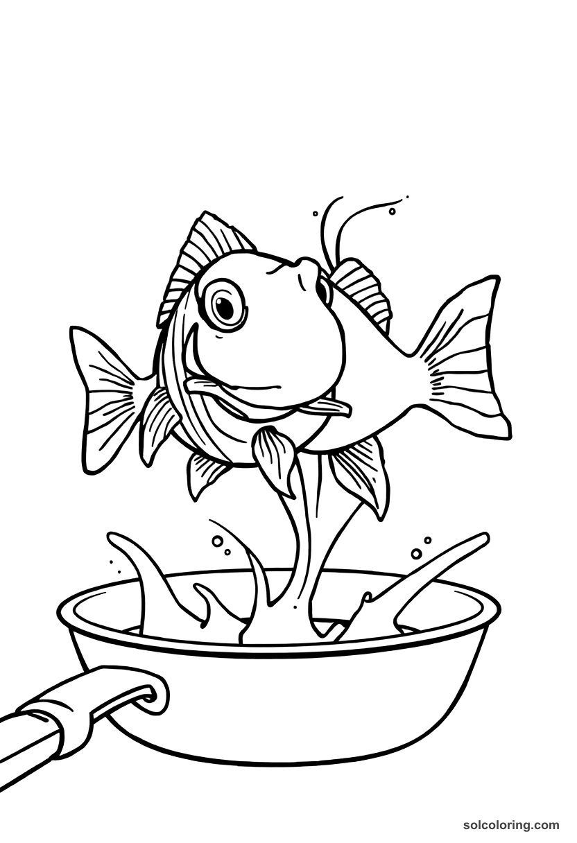 The Talking Fish Speaking From The Pan coloring pages