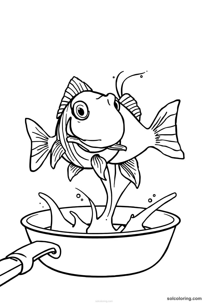 The Talking Fish Speaking From The Pan coloring pages