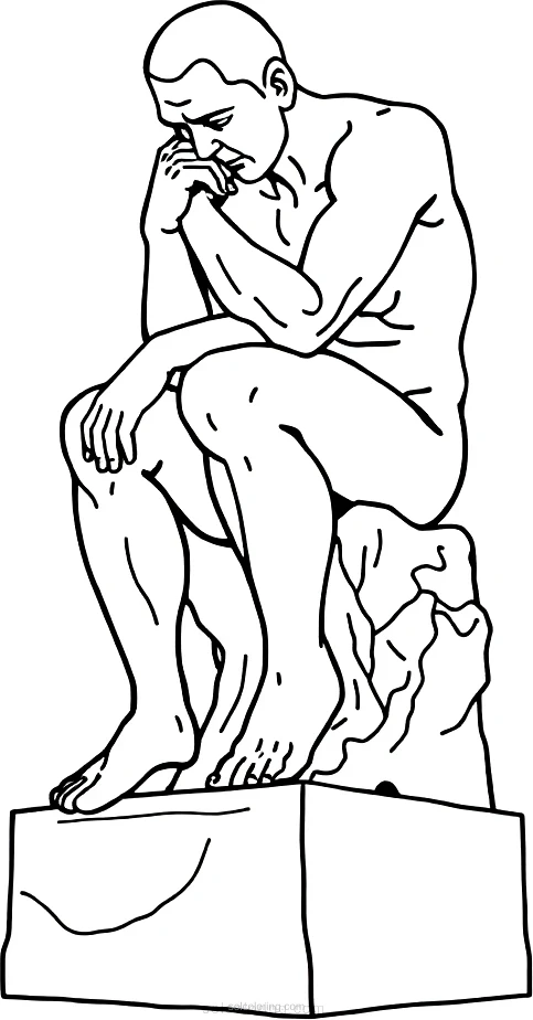 The Thinker Sculpture coloring page for kids