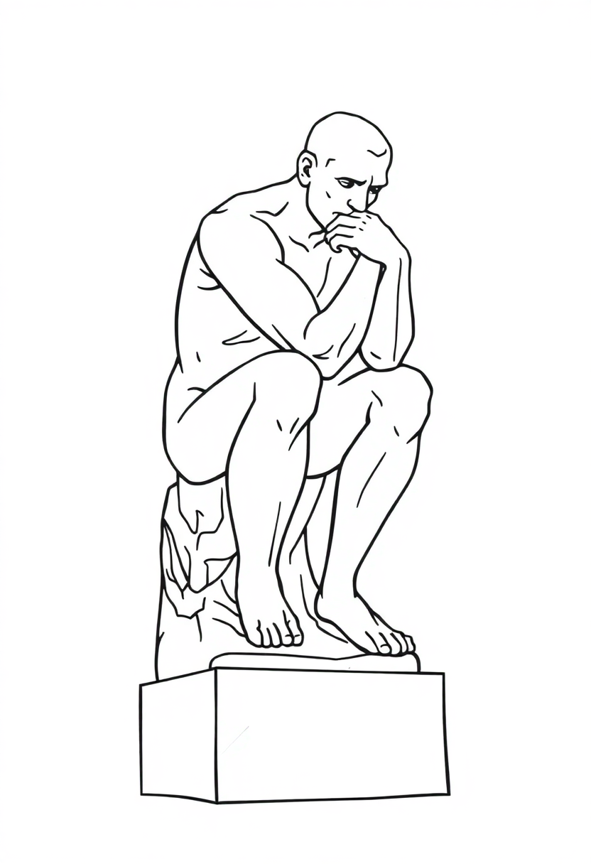 The Thinker Sculpture coloring pages