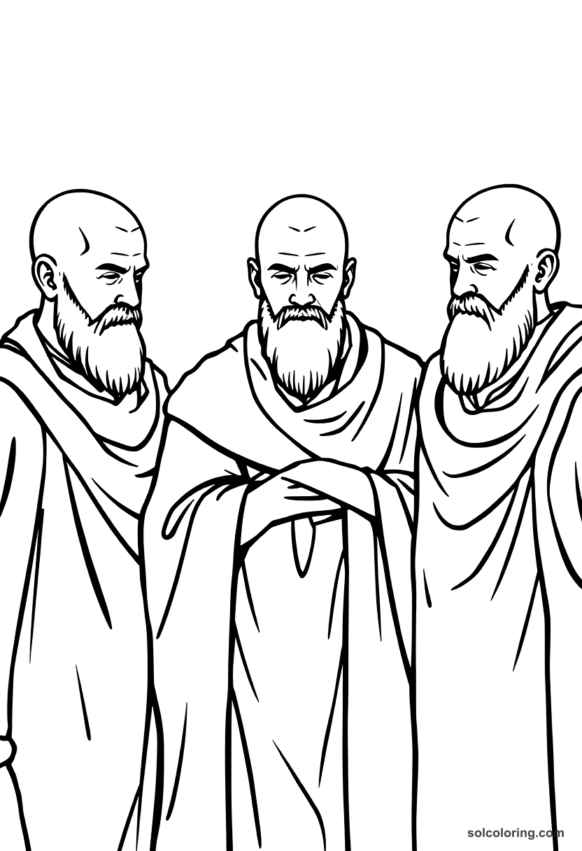 The Three Royal Dervishes With Shaved Heads coloring pages