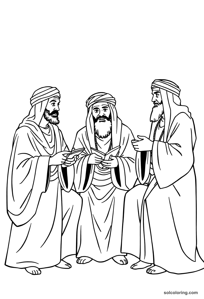 The Three Sheikhs Telling Tales To Spare The Merchant coloring pages