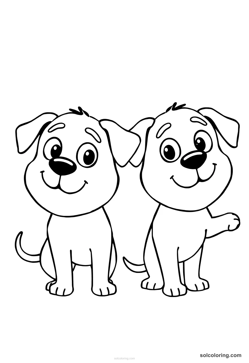 Cute Cartoon The two brothers transformed into black dogs cute cartoon coloring page for kids