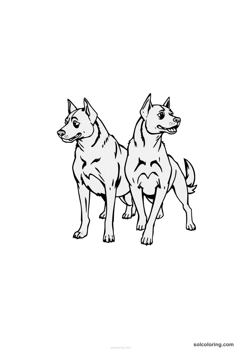 The Two Brothers Transformed Into Black Dogs coloring pages
