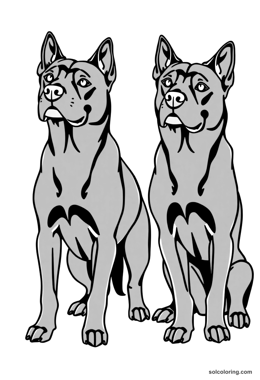 Simple The two brothers transformed into black dogs coloring page, free printable simple style