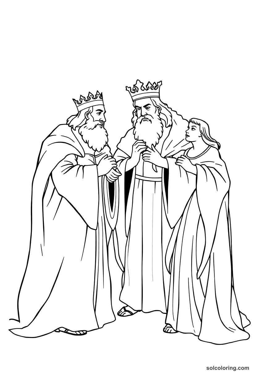 The Two Kings Discovering Their Wives Infidelity coloring pages