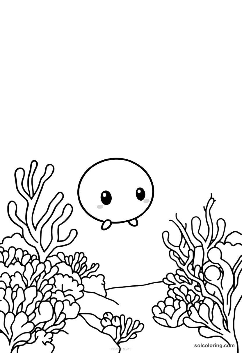 Chibi The underwater sea kingdom of coral and pearl chibi coloring page for kids