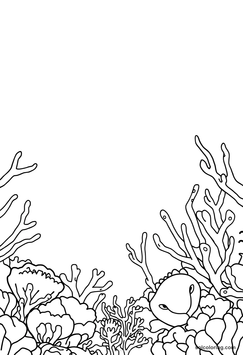 Simple The underwater sea kingdom of coral and pearl simple coloring page for kids