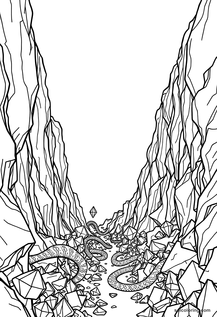 The Valley Of Serpents Filled With Diamonds coloring pages