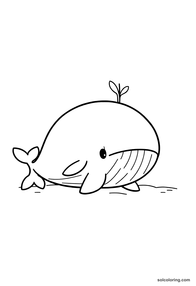 Chibi The whale island mistaken for dry land coloring page, free printable chibi style for kids and adults